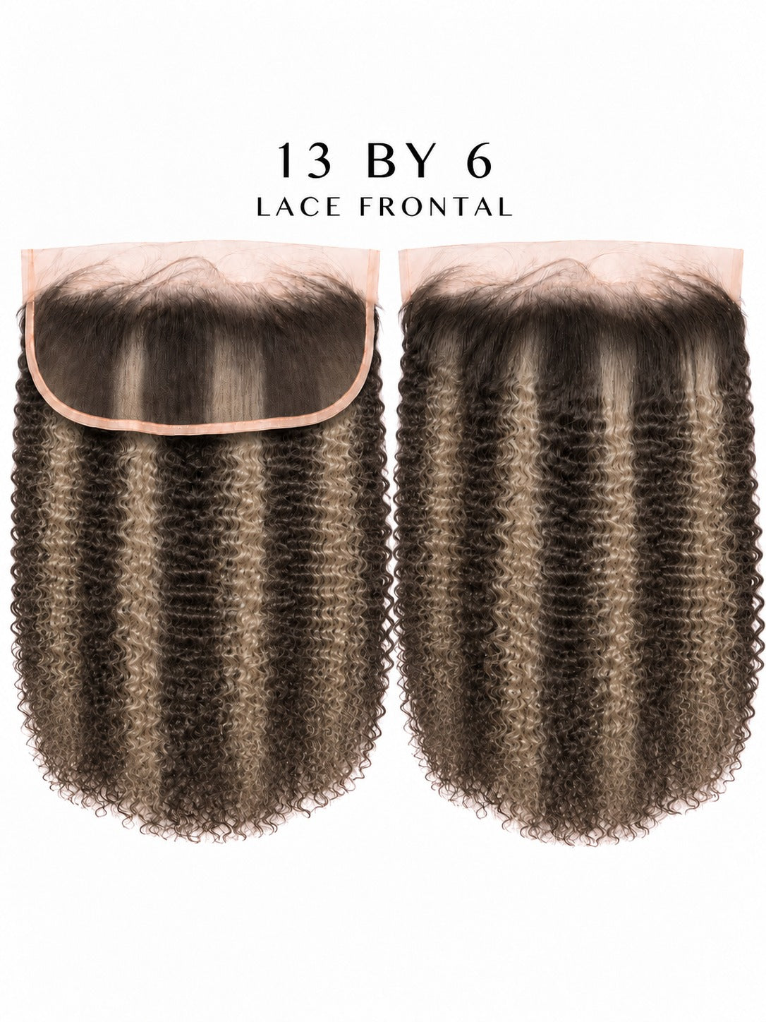 Curly textured dark 13x6 lace frontal hair pieces with visible lace edge