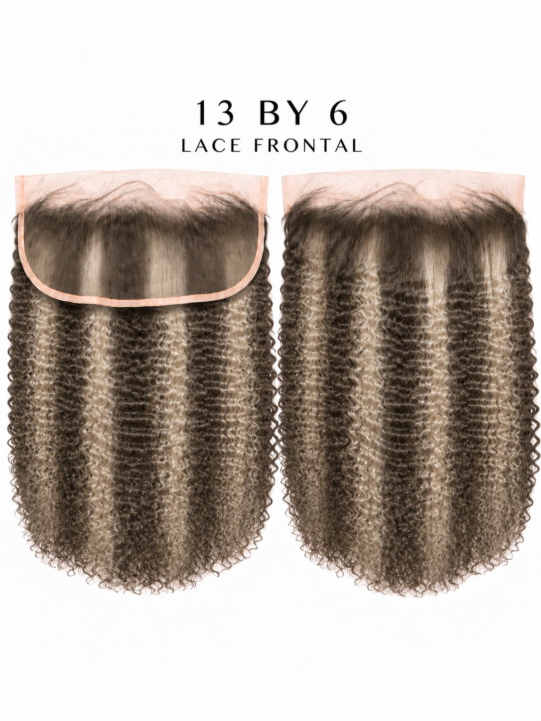 13x6 lace frontal with dark tight curls and visible lace front edge
