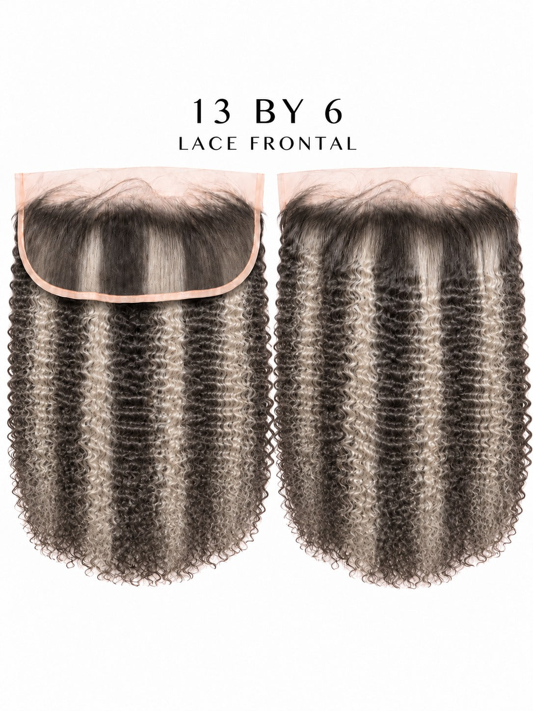 13x6 lace frontal with dark tight curls and lace border across the front