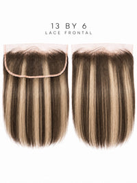 13x6 HD lace frontal hairpiece with straight hair and darker root to light ends