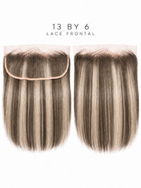 HD lace frontal wig with straight hair, light brown to blonde tones, full cap