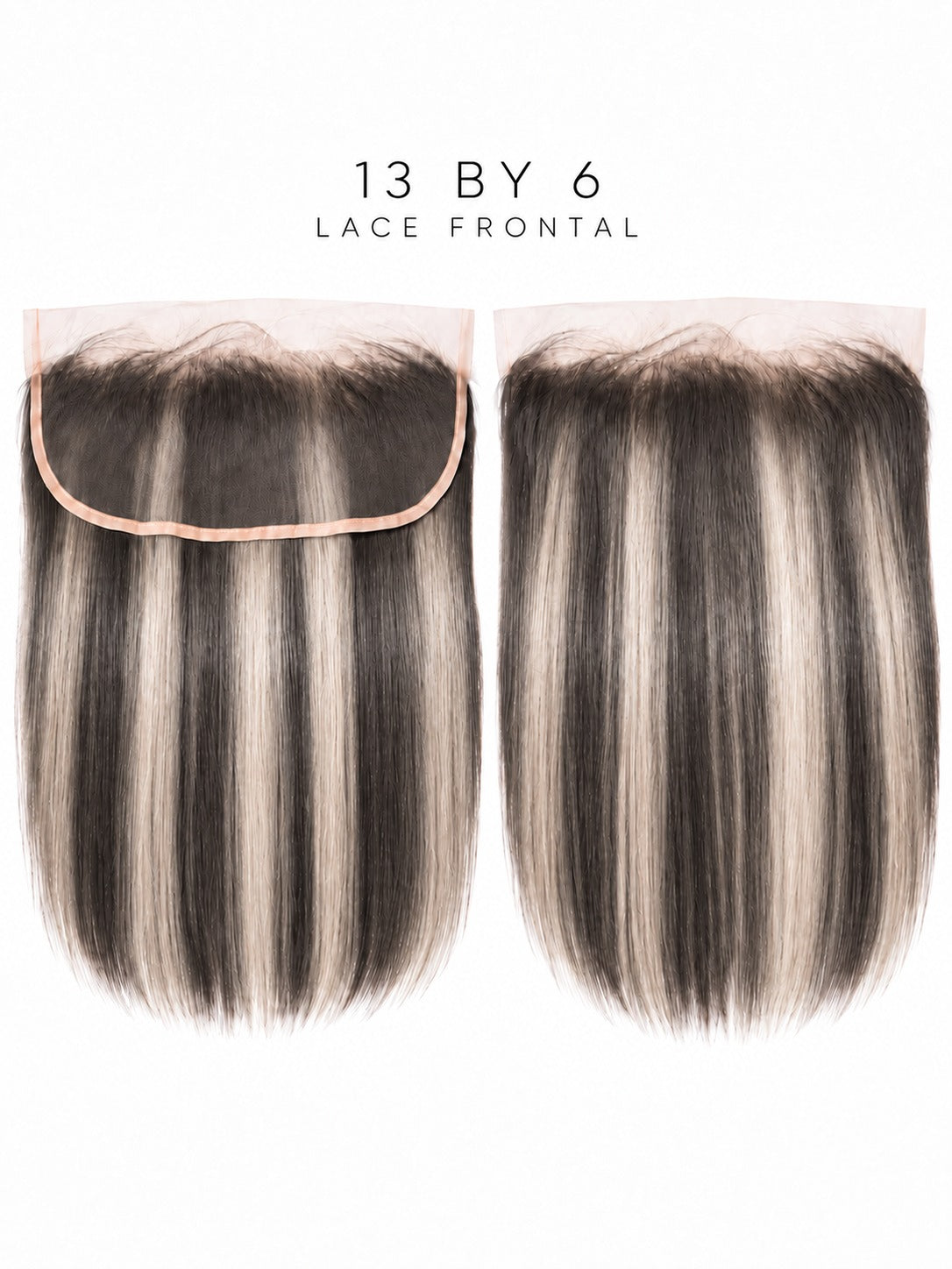 13x6 lace frontal with straight ash-toned hair and visible lace front edge