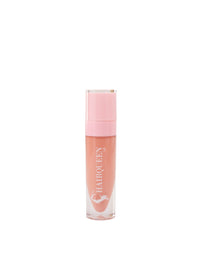 Nude pink lip gloss tube with clear base and pink cap