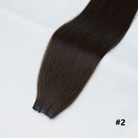 Tape-in hair extension, straight dark brown #2 bundle with clips at the end