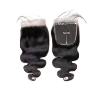 Black lace closure frontal with body wave hair, top and back views