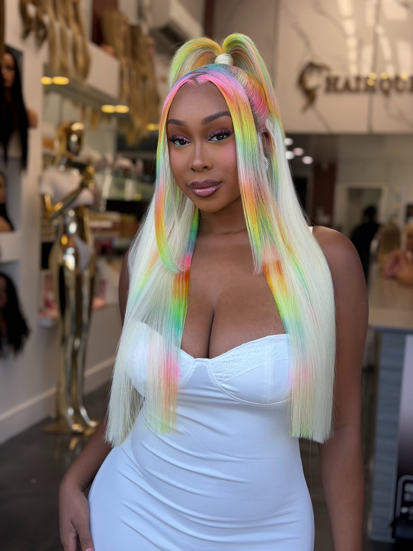 Platinum Rainbow Lace Wig