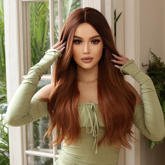 Long Auburn Loose Curl Synthetic Blend Wig