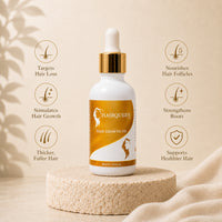 Hair Queen LA hair growth oil bottle with gold cap dropper