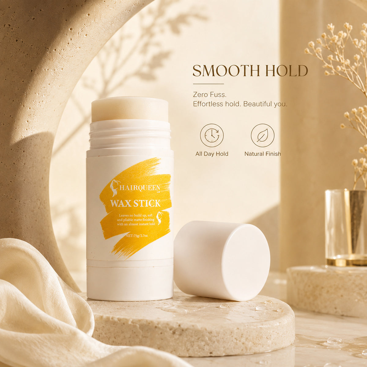 White HAIRQUREEN wax stick tube with orange WAX STICK label