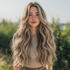 Long Highlighted Blonde Synthetic Blend Wig