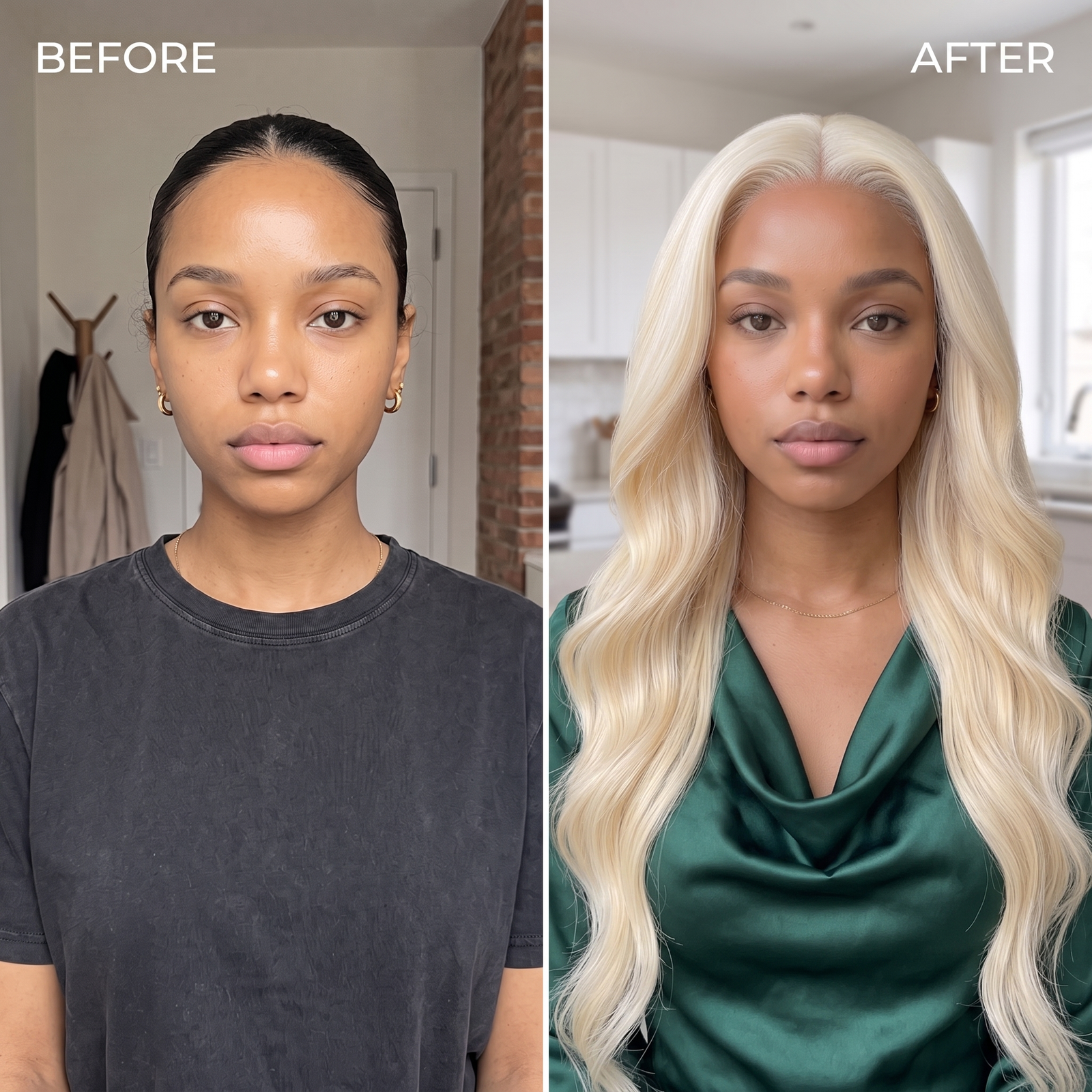 Long wavy 613 blonde lace wig for face-framing coverage, styled and blended