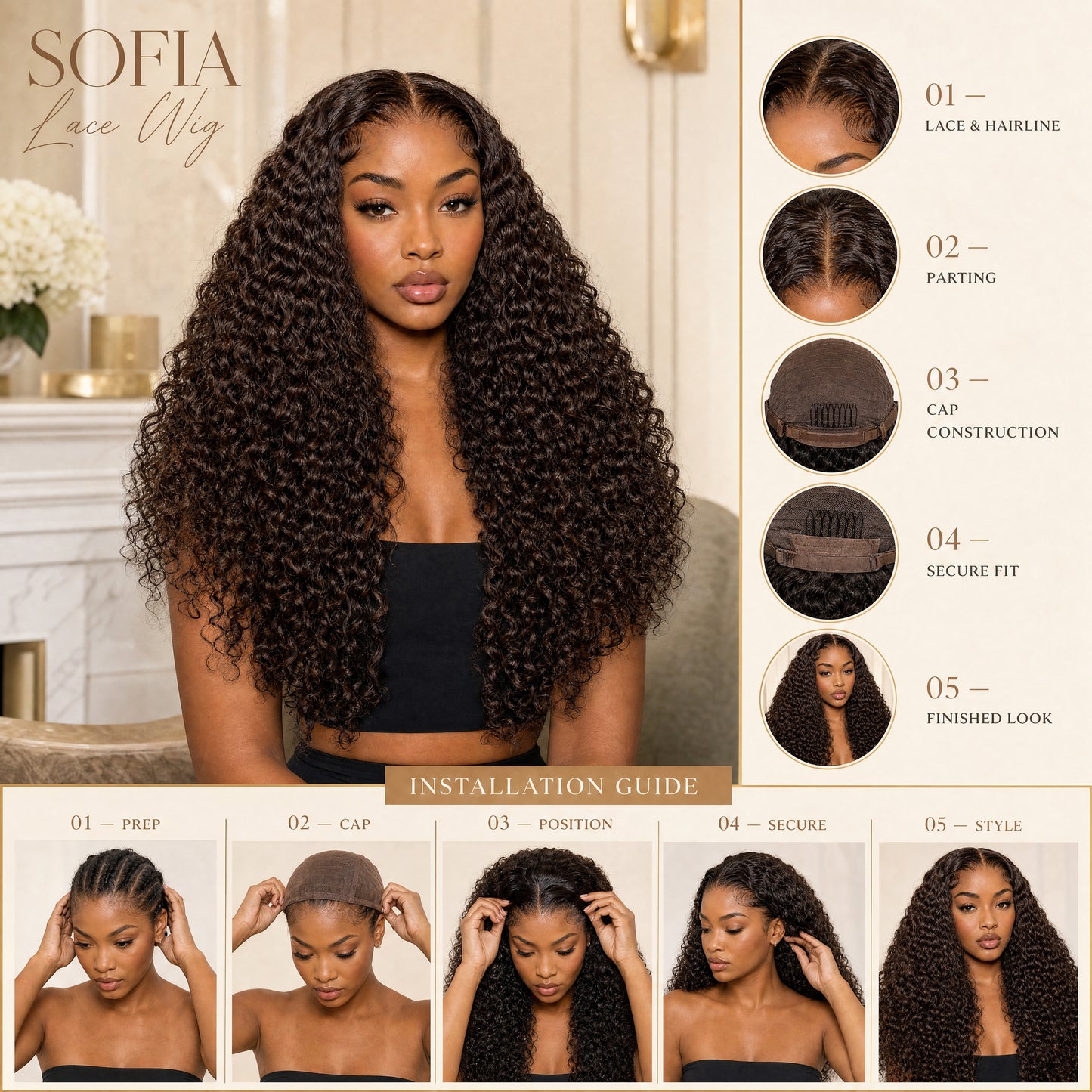 Sofia Deep curly lace wig