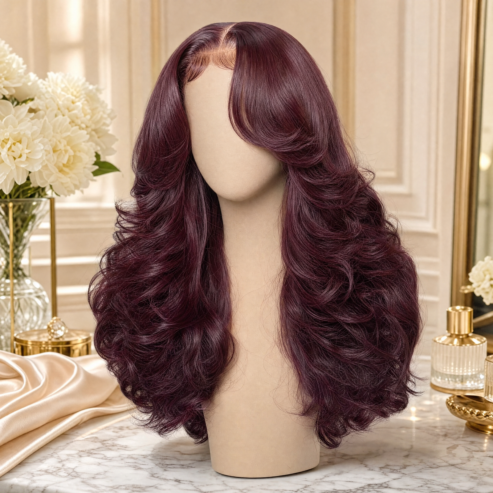Burgundy Layered Body Wave Wig