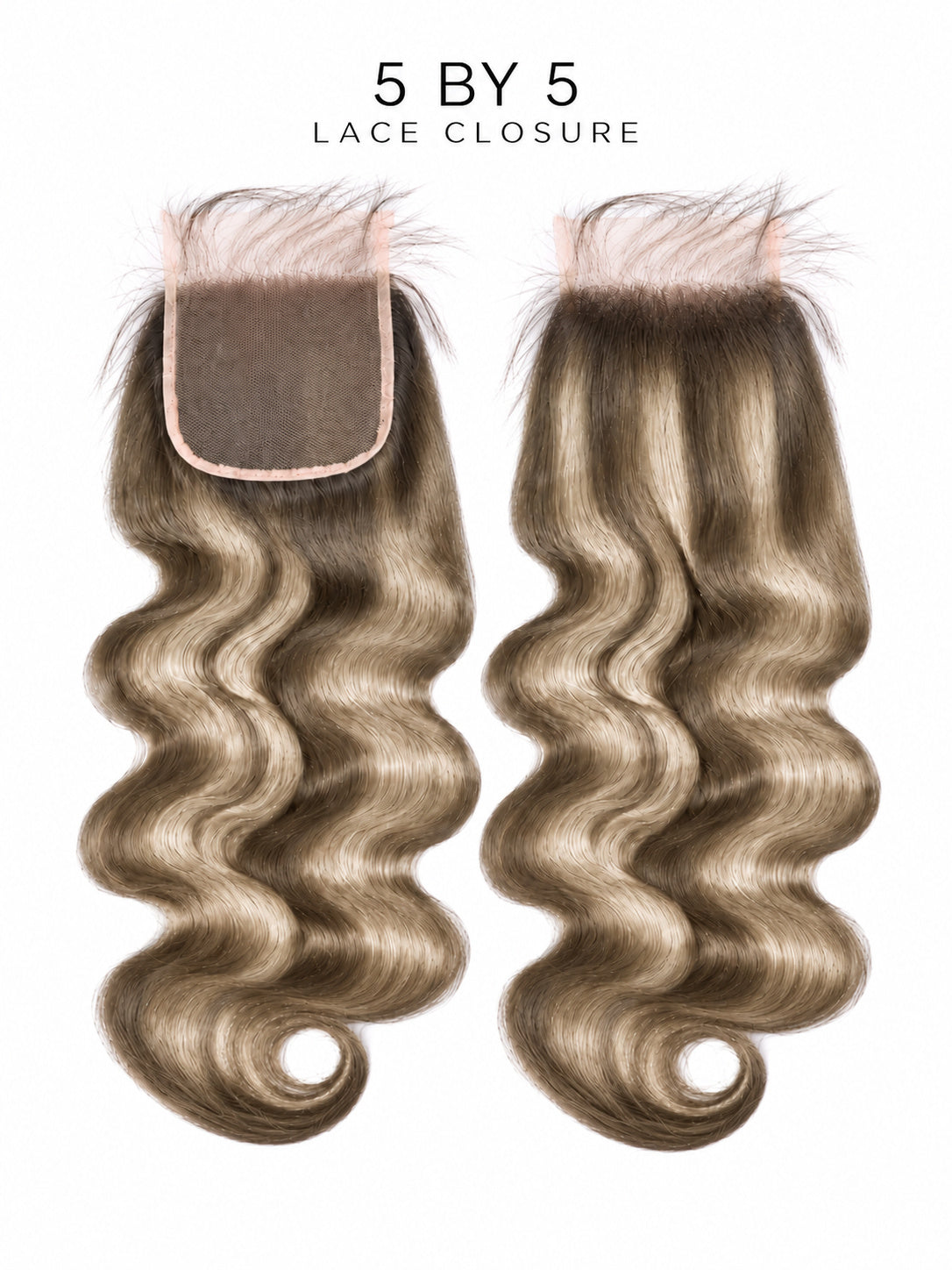 5x5 HD lace closure hairpiece with loose wavy texture and lace base