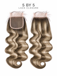 5x5 HD lace closure hairpiece with loose wavy texture and lace base