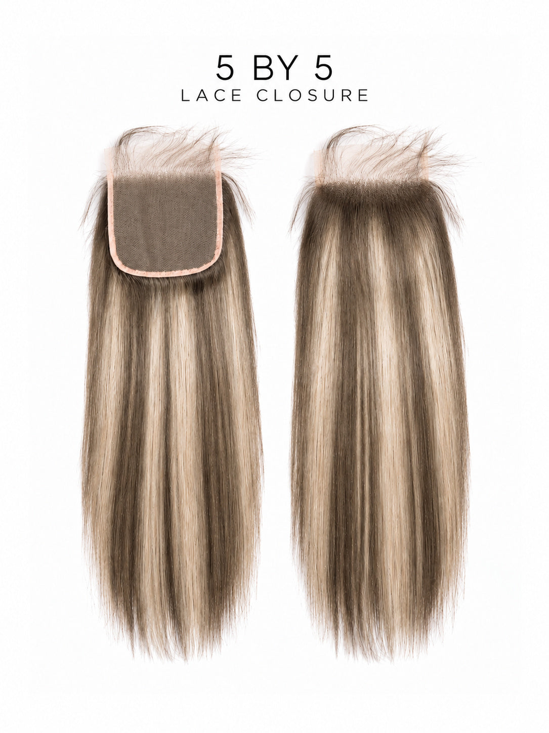 5x5 HD lace closure hairpiece with straight blonde silky strands and lace base