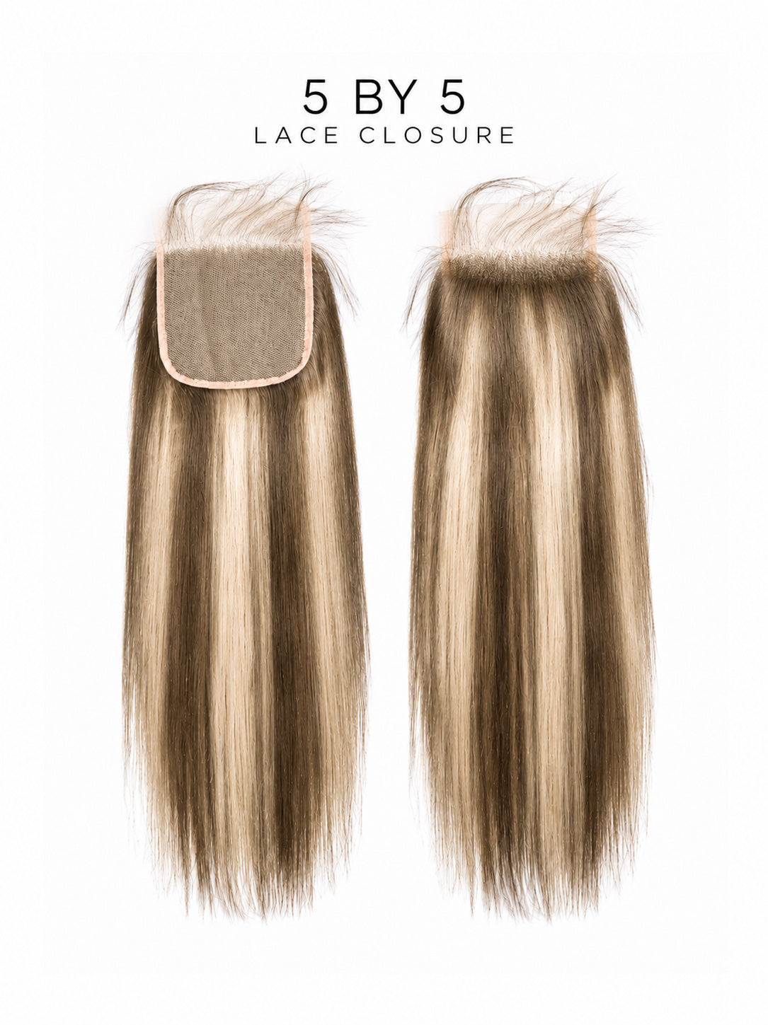5x5 lace closure with straight hair, blonde with darker roots