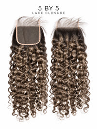 5x5 lace closure with tight curly dark brown hair and square lace cap