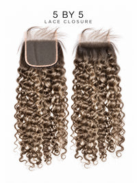 5x5 HD lace closure hairpiece with tight curly curls and lace base