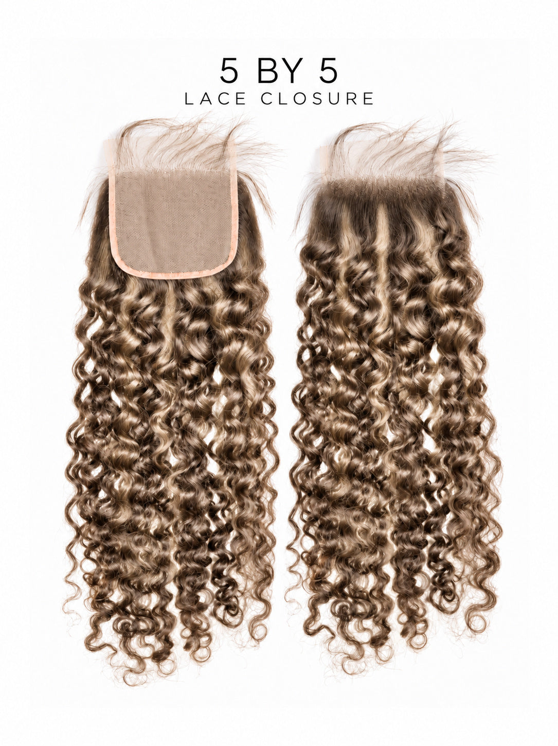 5x5 lace closure with tight curls, medium-dark brown