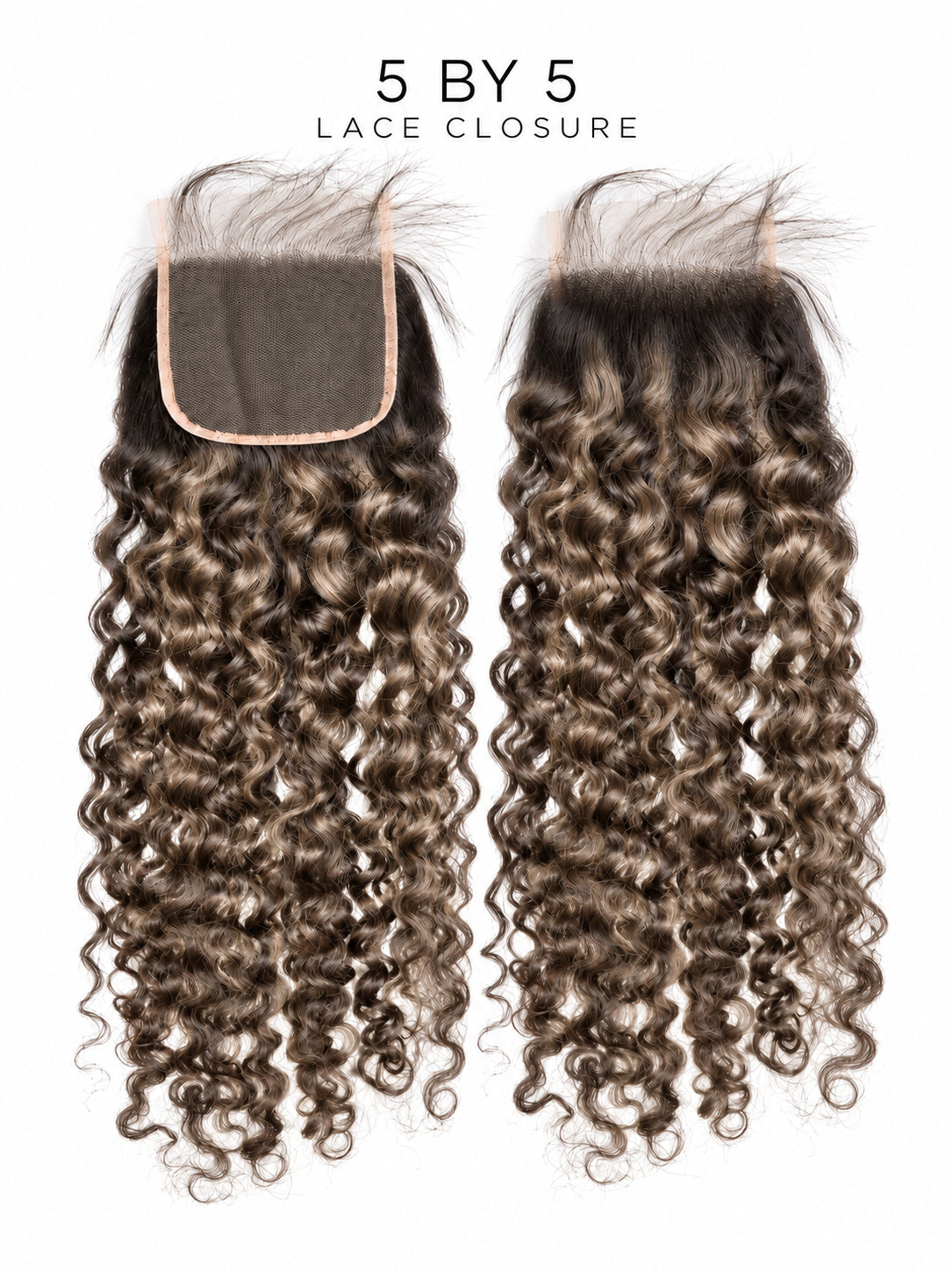 5x5 lace closure with tight curly dark brown hair and square lace cap
