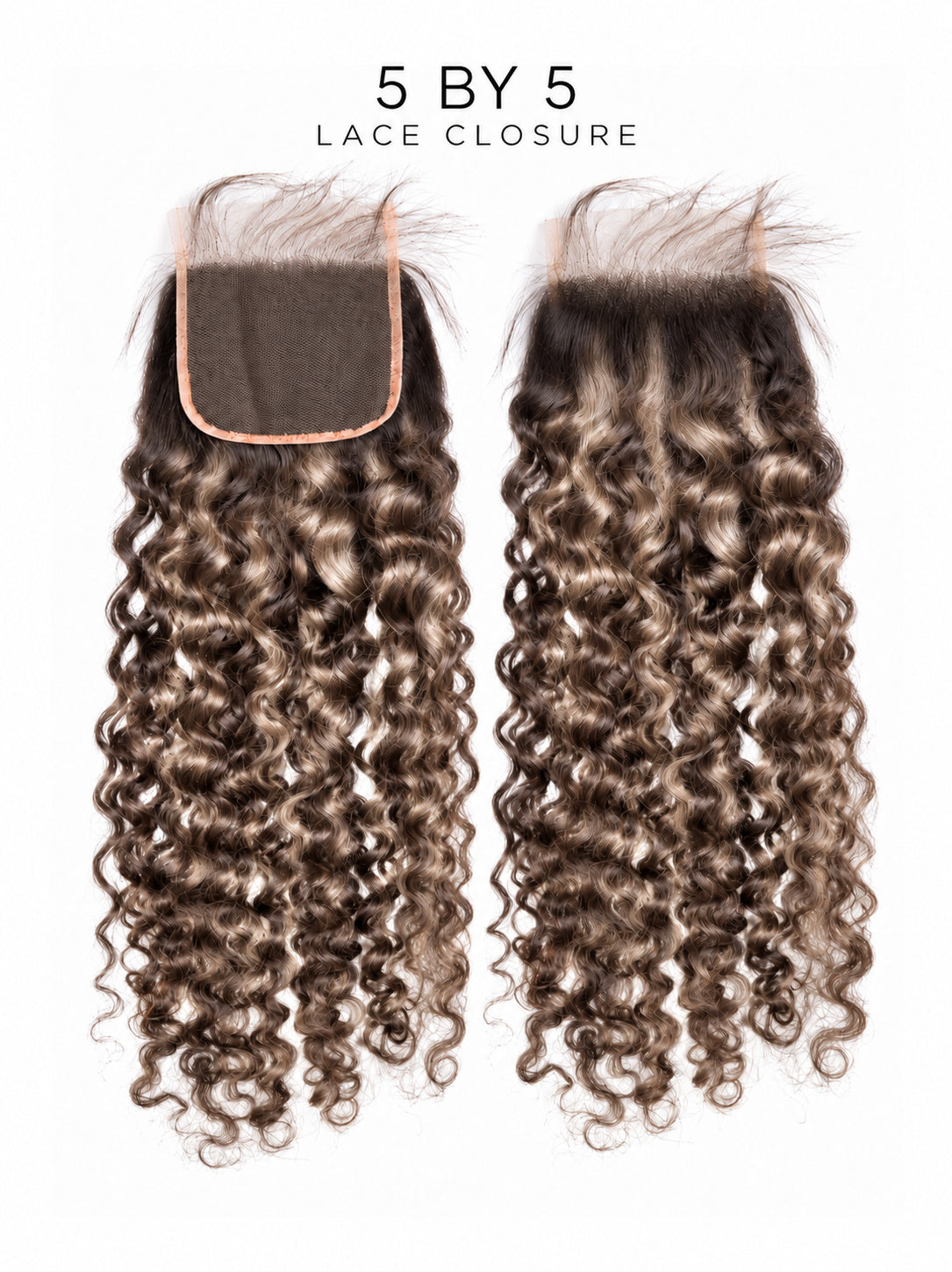 5x5 lace closure with tight curly dark brown hair and square lace cap