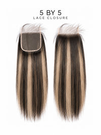 5x5 HD lace closure hairpiece with straight silky strands and lace base