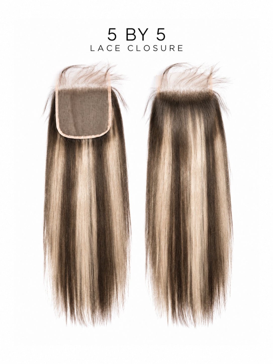 5x5 lace closure with straight light blonde hair and square lace cap