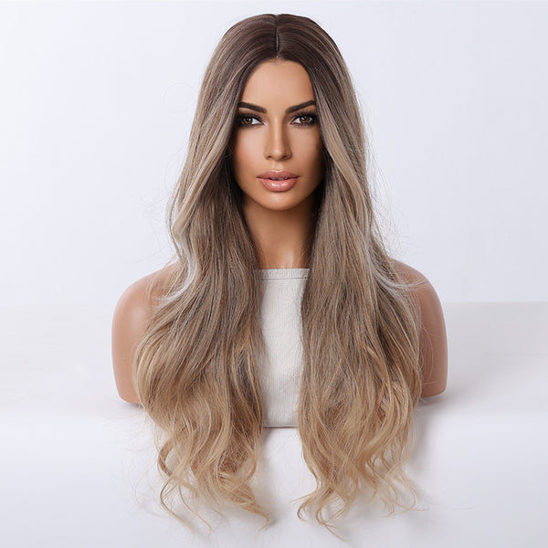Long Ash Blonde Ombre Body Wave Synthetic Blend Wig