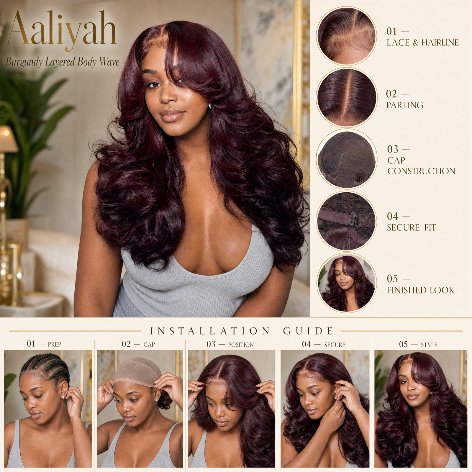 Burgundy Layered Body Wave Wig
