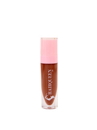 Rose-pink lip gloss tube with clear base and pink cap