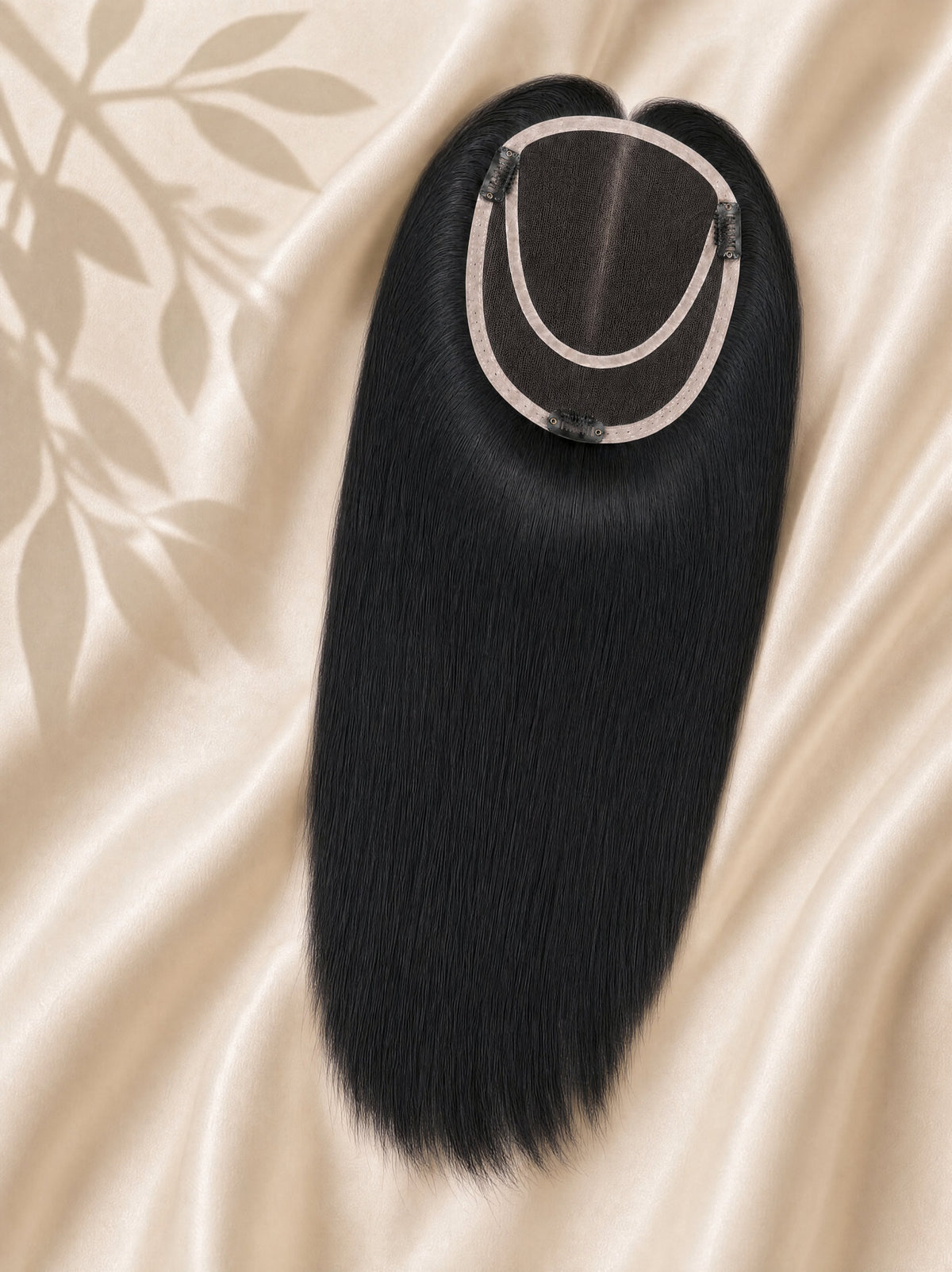 6x6.5 mono hair topper with black straight hair and circular monofilament base