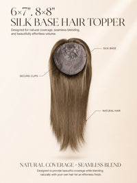 Natural cover hair topper with round silk base cap and straight light blonde hair