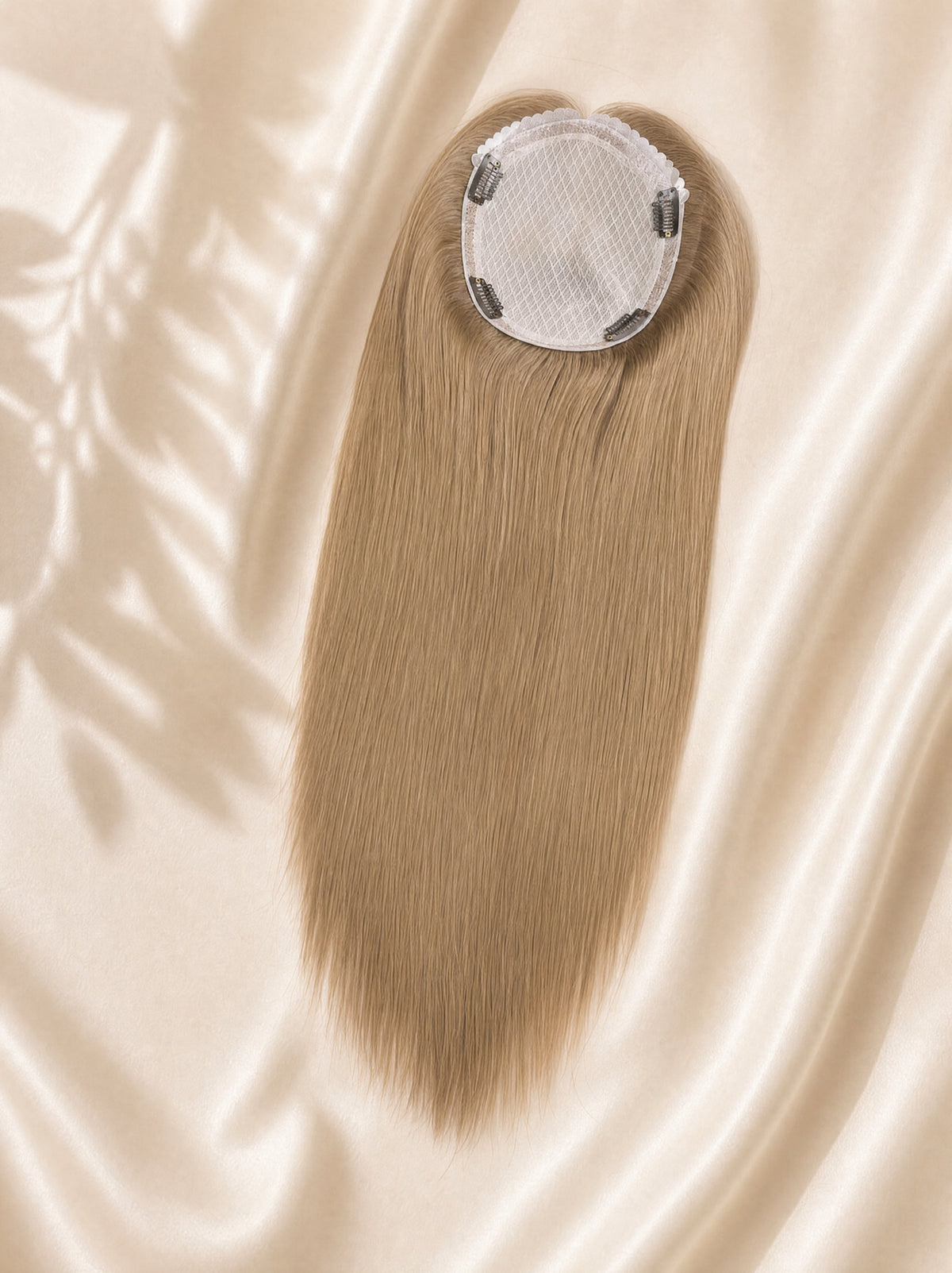 6x7 silk hair topper with light blonde hair and circular silk base with small clips