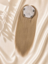 6x7 silk hair topper with light blonde hair and circular silk base with small clips
