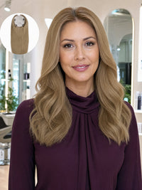 6x7 silk skin hair topper, long light blonde wavy hair with center part