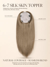 6x7 silk skin hair topper, round base with long natural hair for seamless blend