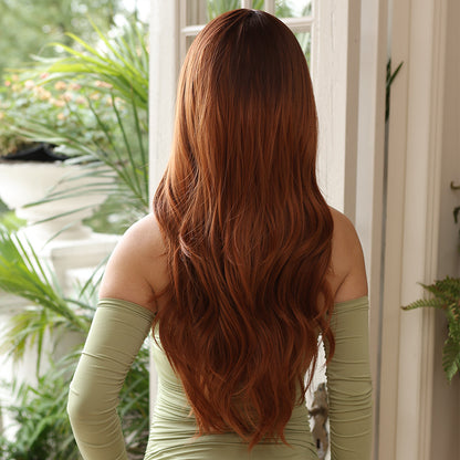 Long Auburn Loose Curl Synthetic Blend Wig
