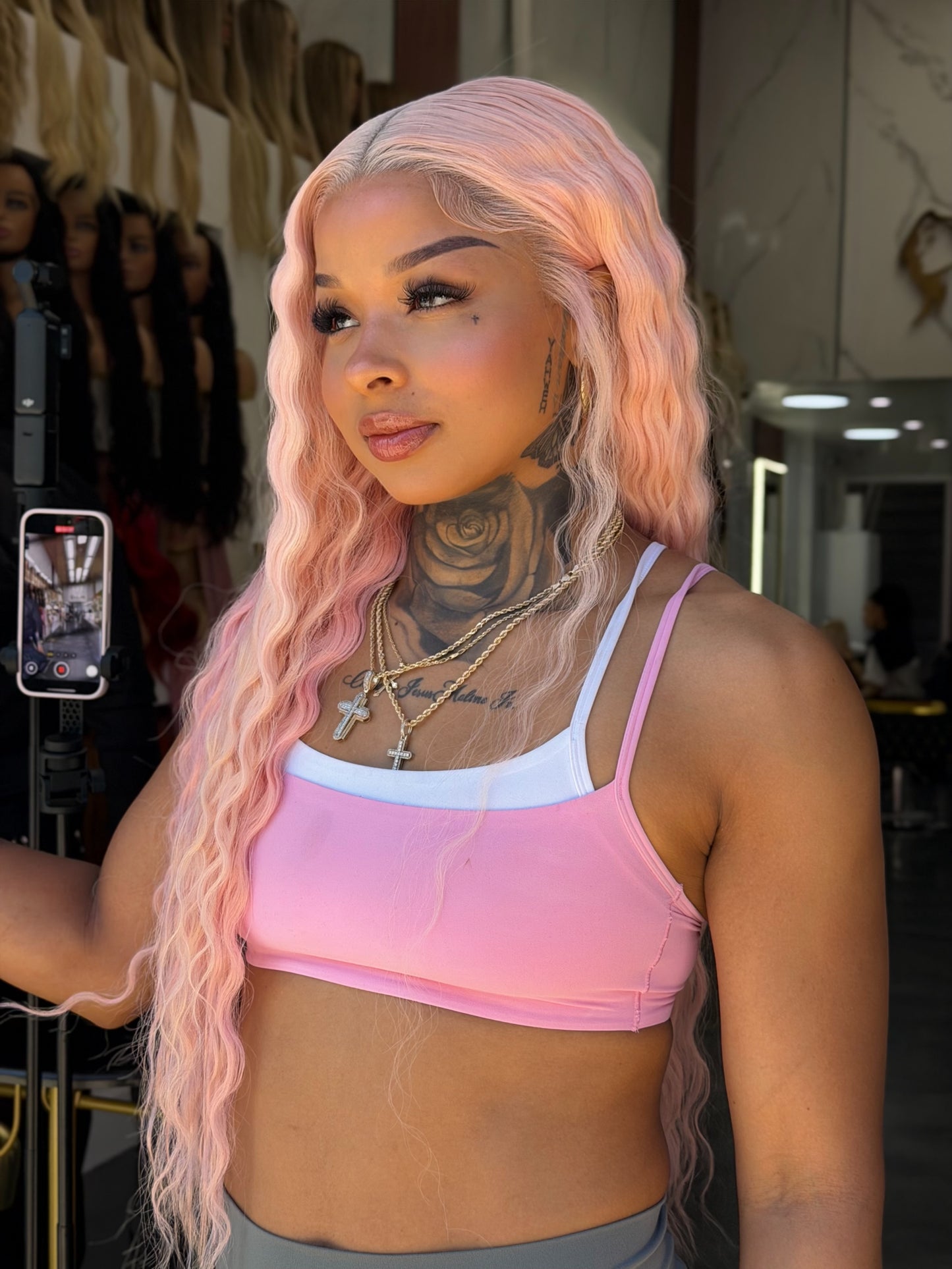 Rock Pink Lace Wig