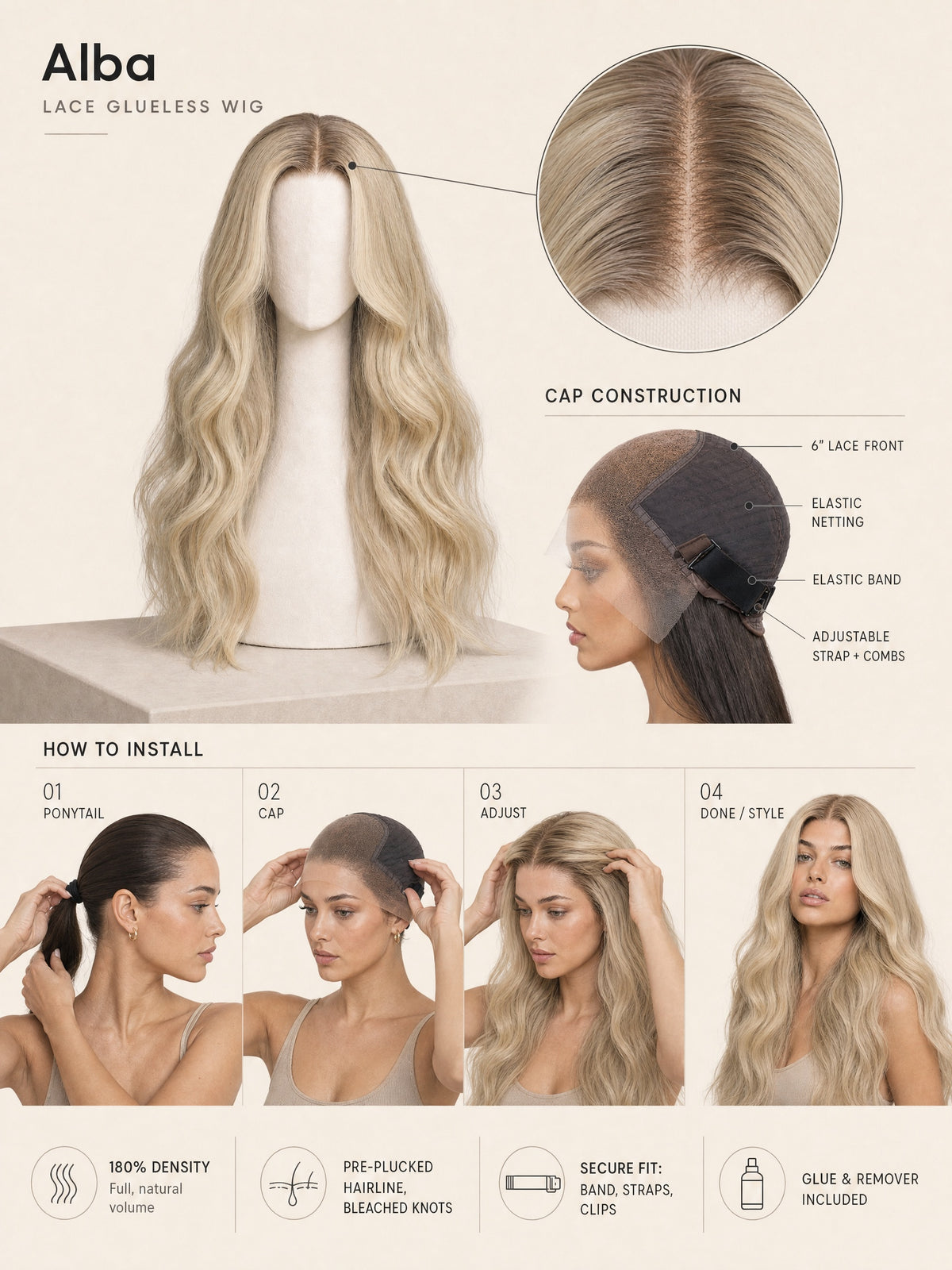 Alba glueless  wig