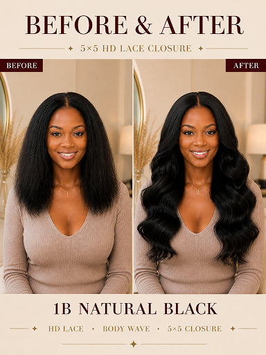 5×5 HD Lace Closure 1B Natural Black
