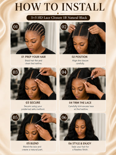 5×5 HD Lace Closure 1B Natural Black