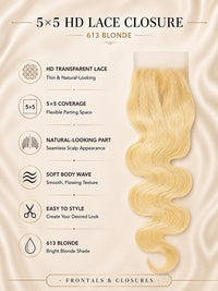 5×5 HD Lace Closure 613 Blonde