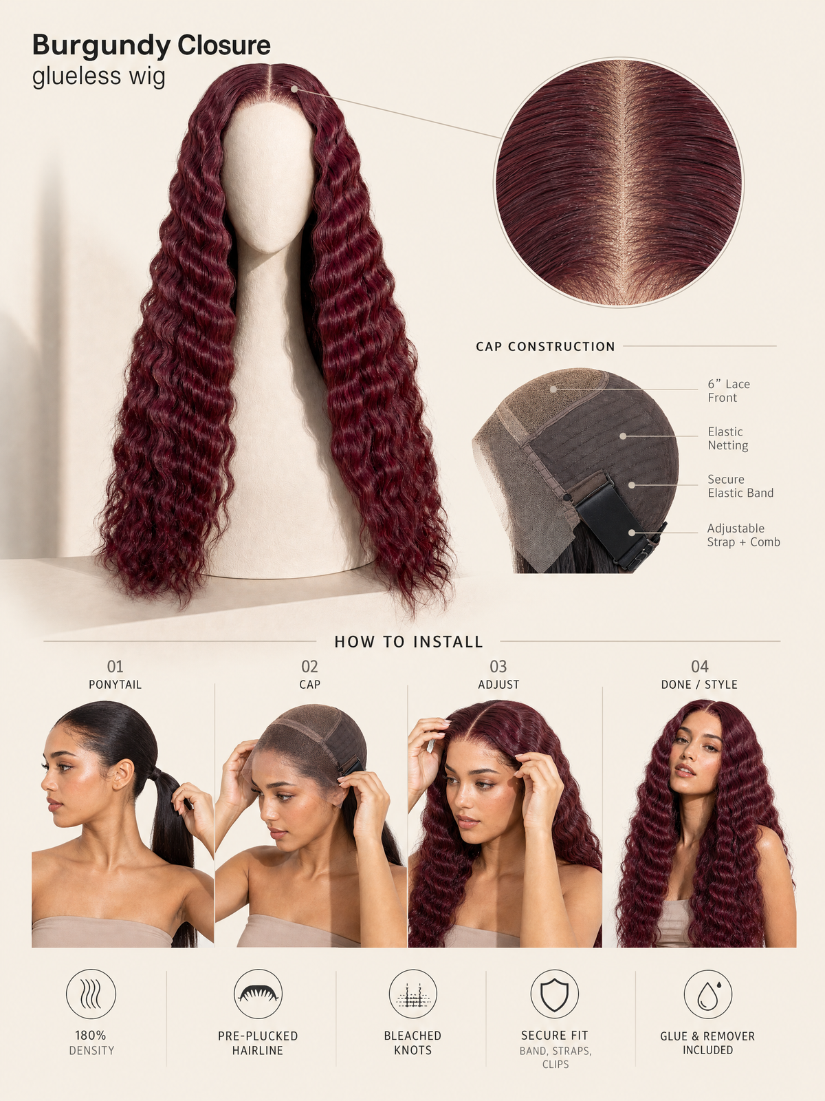 Burgundy Closure Wig