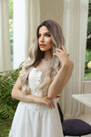 Long Blonde Wig with Dark Roots and Highlights – Synthetic Blend