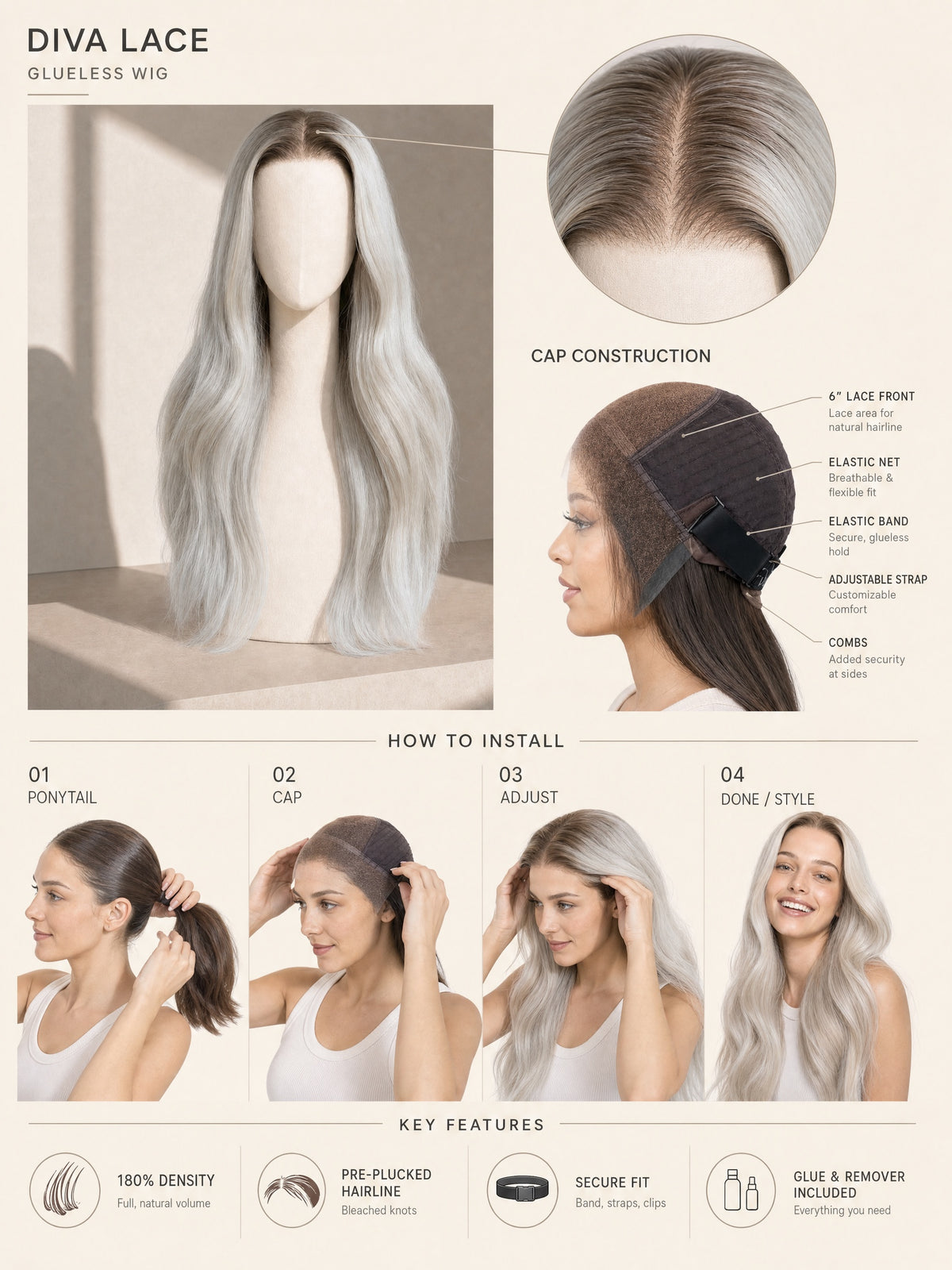 Diva glueless wig