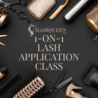 Lash application class flyer with beauty tools and wands