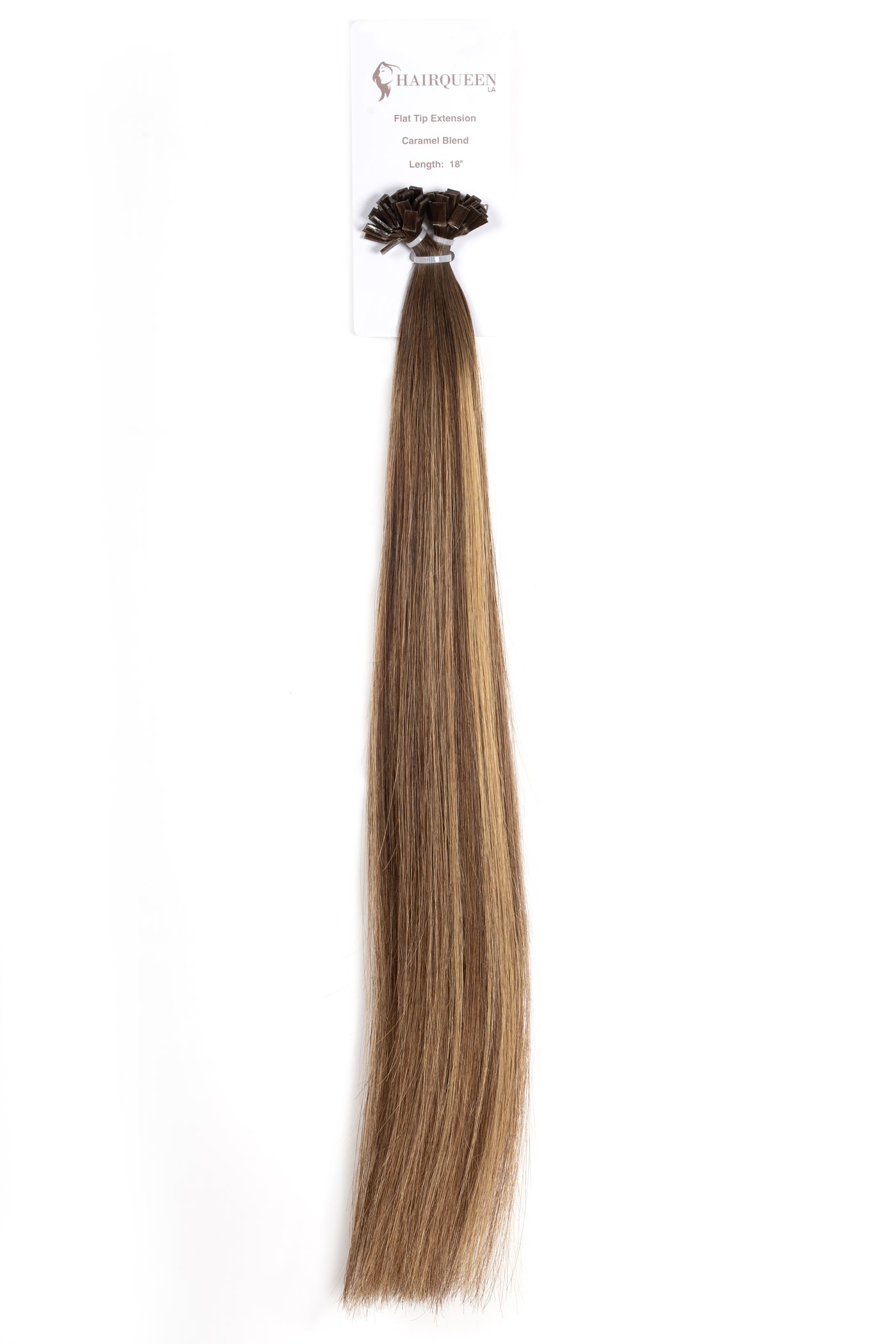 Caramel K-tips hair extensions, straight long strand with dark tip cluster