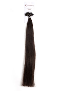 Off-black k-tip hair extension bundle, straight long strand