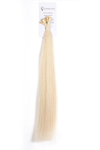 Platinum blonde K-tips hair extensions strand bundle, straight long hair